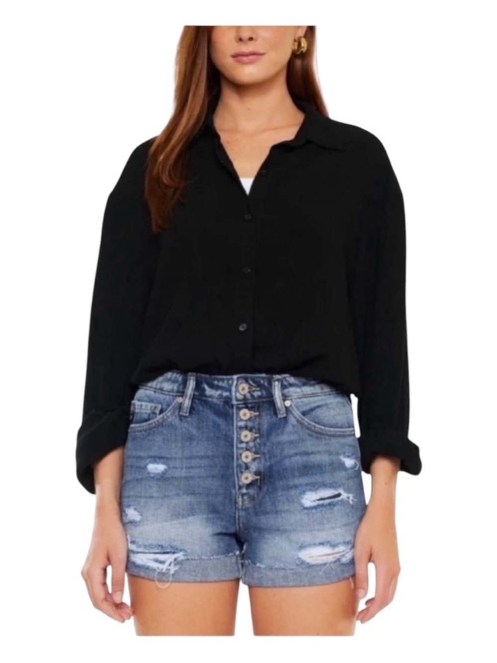 KANCAN Jovana Ultra High Rise Shorts, Cuffed Hem, Size 5/26.